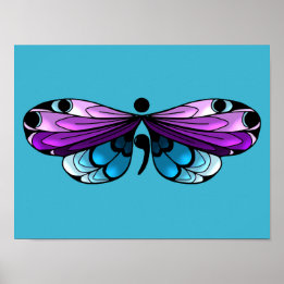 Suizidbewusstsein Butterfly Semi-Colon Poster