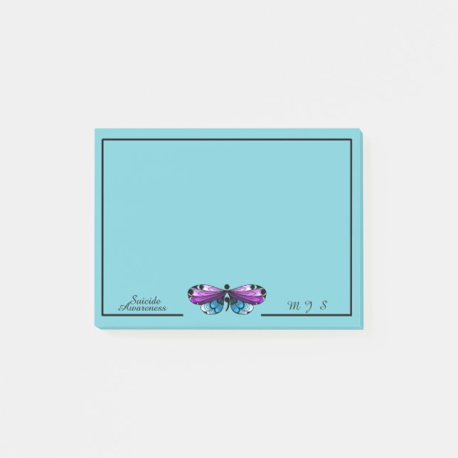 Suizidbewusstsein Schmetterling Semicolon Note Pad Post-it Klebezettel (Vorderseite)