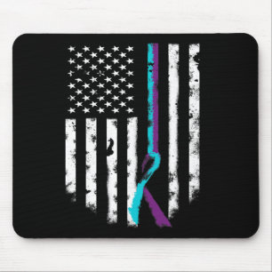 Suizidprävention American Flag Awareness Ribbon Mousepad