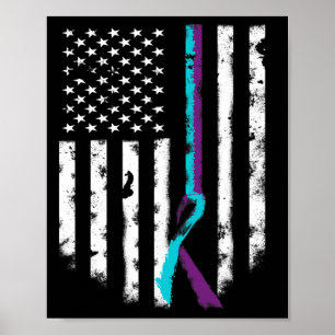 Suizidprävention American Flag Awareness Ribbon Poster