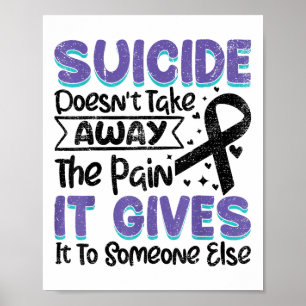 Suizidprävention Awareness Aquamarin &amp; Lila Ri Poster