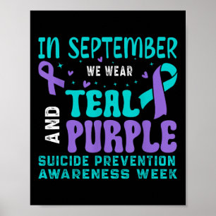 Suizidprävention Awareness Aquamarin &amp; Lila Ri Poster