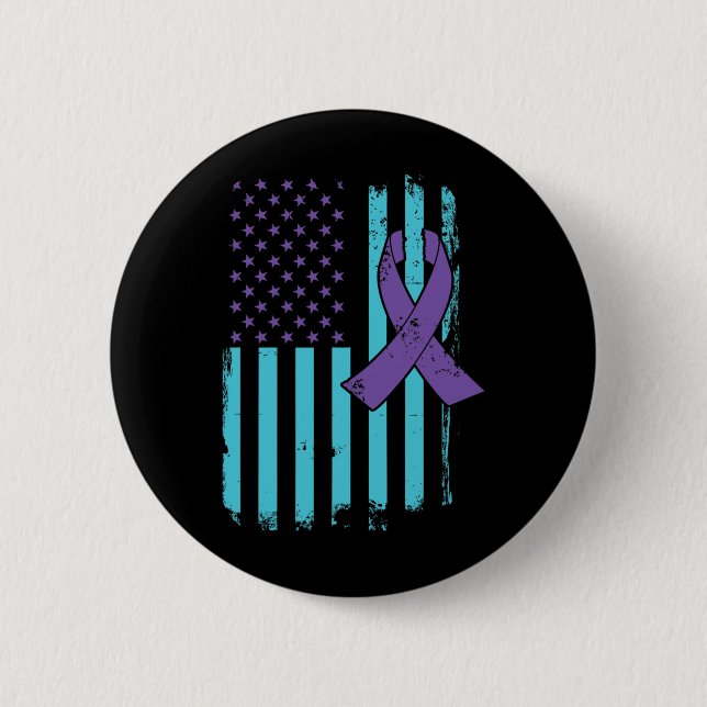 Suizidprävention Awareness Ribbon US American F Button (Vorderseite)