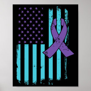 Suizidprävention Awareness Ribbon US American F Poster