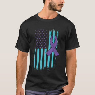Suizidprävention Awareness Ribbon USA American F T-Shirt
