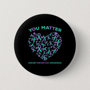 Suizidprävention Bewusstsein Aquamarines Lila Band Button