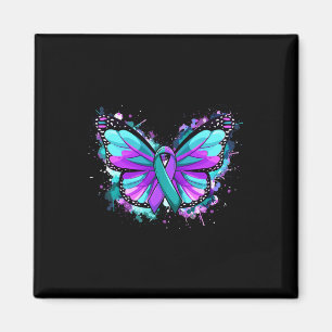 Suizidprävention Bewusstsein Aquamarines Lila Band Magnet