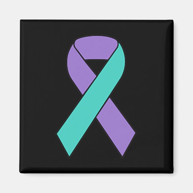 Suizidprävention Bewusstsein Aquamarines Lila Band Magnet (Vorne)