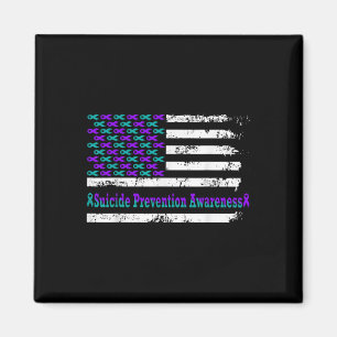 Suizidprävention Bewusstsein der USA Flagge Amerik Magnet