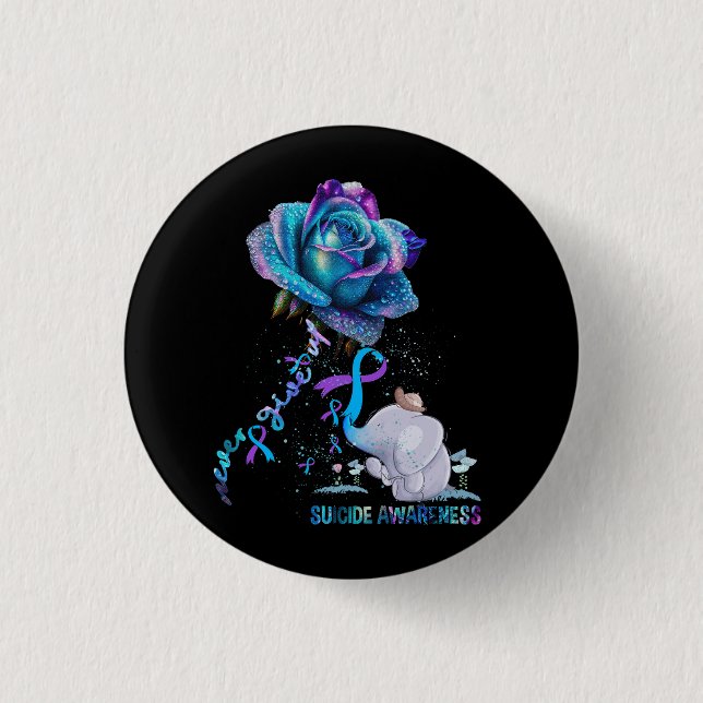 Suizidprävention Bewusstsein Elefant Ribbon nie Button (Vorderseite)