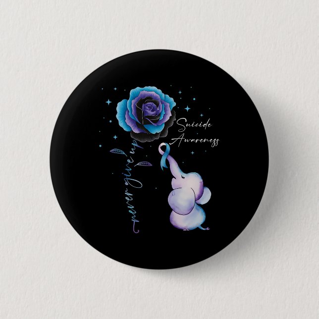 Suizidprävention Bewusstsein Elephant Sonnenblume  Button (Vorderseite)