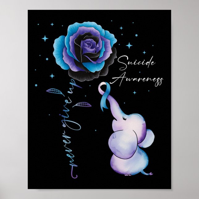 Suizidprävention Bewusstsein Elephant Sonnenblume  Poster (Vorne)