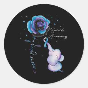 Suizidprävention Bewusstsein Elephant Sonnenblume  Runder Aufkleber