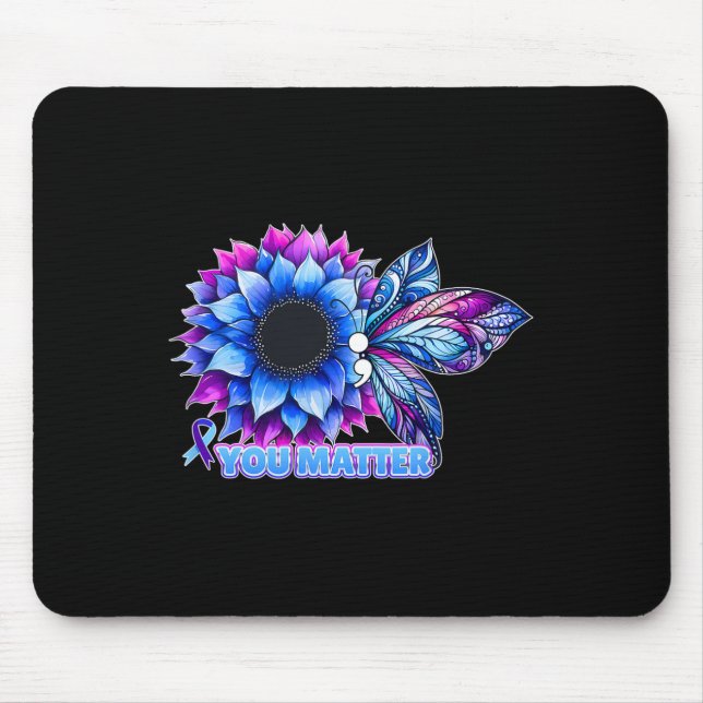 Suizidprävention Bewusstsein Schmetterling Semicol Mousepad (Vorne)