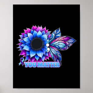 Suizidprävention Bewusstsein Schmetterling Semicol Poster