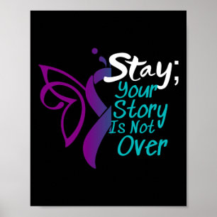Suizidprävention Bewusstsein Semicolon Bleibe Poster