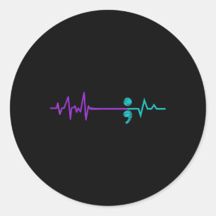 Suizidprävention Bewusstsein Semicolon Bleibe Runder Aufkleber