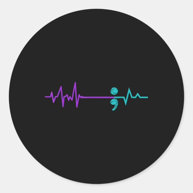 Suizidprävention Bewusstsein Semicolon Bleibe Runder Aufkleber (Vorderseite)