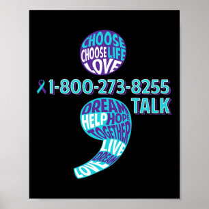 Suizidprävention Bewusstsein Semicolon Prevent Sui Poster