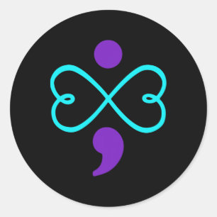 Suizidprävention Bewusstsein Semikolon Herz Runder Aufkleber