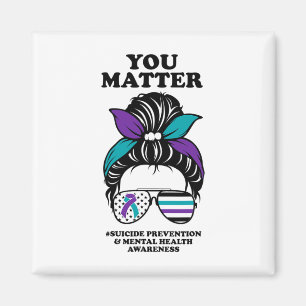 Suizidprävention Bewusstsein Sie Problem Messy Bun Magnet