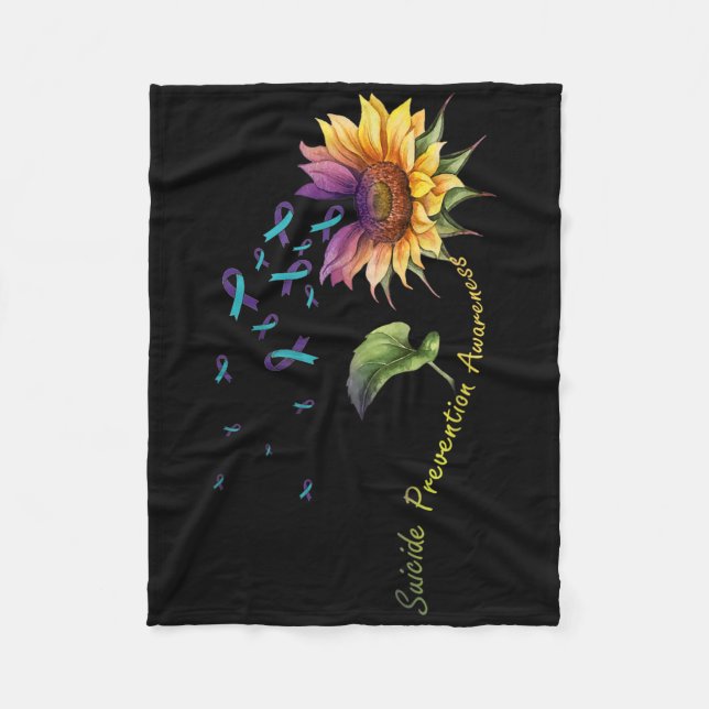 Suizidprävention Bewusstsein Sonnenblume Fleecedecke (Vorderseite)
