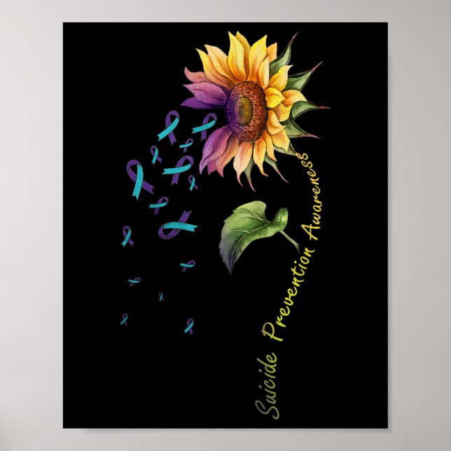 Suizidprävention Bewusstsein Sonnenblume Poster (Vorne)