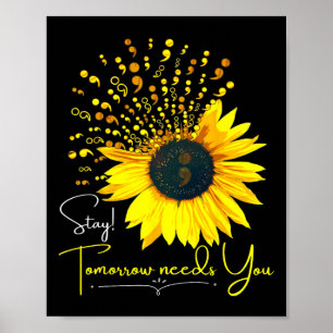 Suizidprävention Bewusstsein Sonnenblume Semicolon Poster