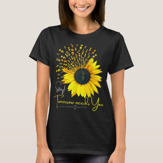 Suizidprävention Bewusstsein Sonnenblume Semicolon T-Shirt