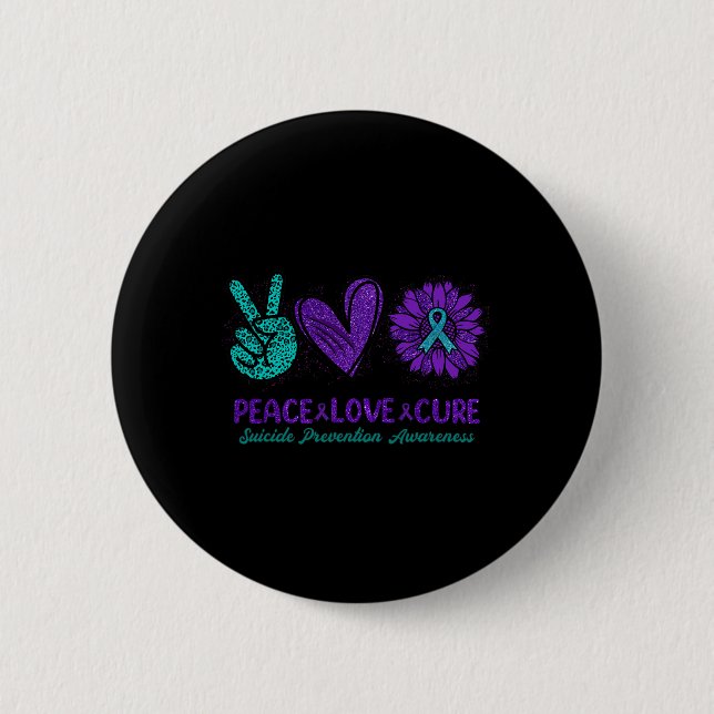 Suizidprävention Bewusstsein Sonnenblumen Liebe Button (Vorderseite)
