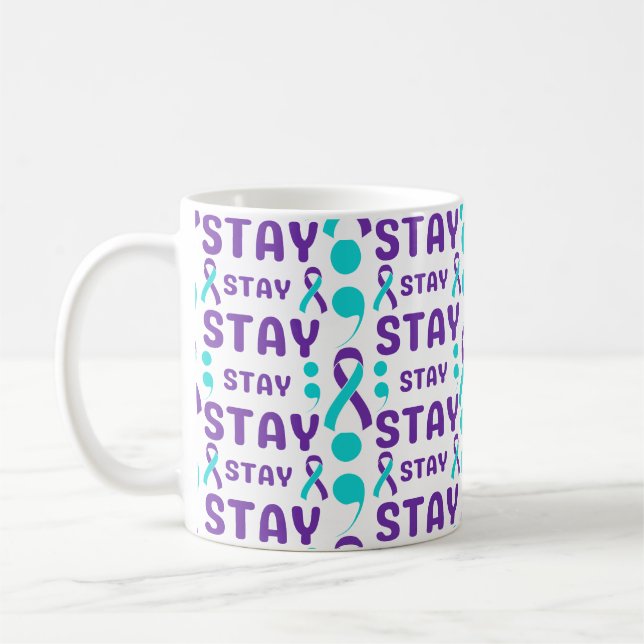 Suizidprävention BLEIBE Semicolon Kaffeetasse (Links)