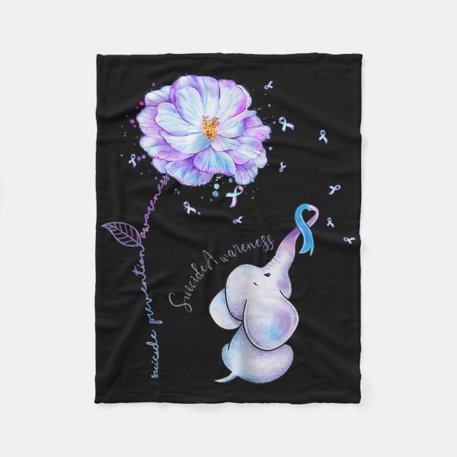 Suizidprävention Blume Elephant Ribbo Fleecedecke (Vorderseite)