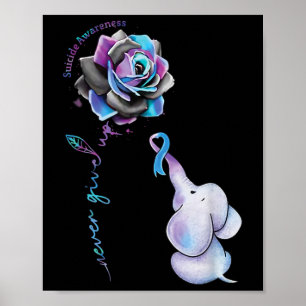 Suizidprävention Blume Elephant Ribbo Poster