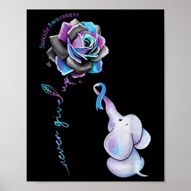Suizidprävention Blume Elephant Ribbo Poster (Vorne)