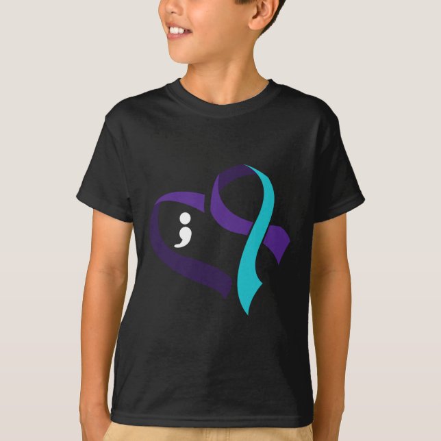 Suizidprävention Herz Semicolon Psychische Gesundh T-Shirt (Vorderseite)