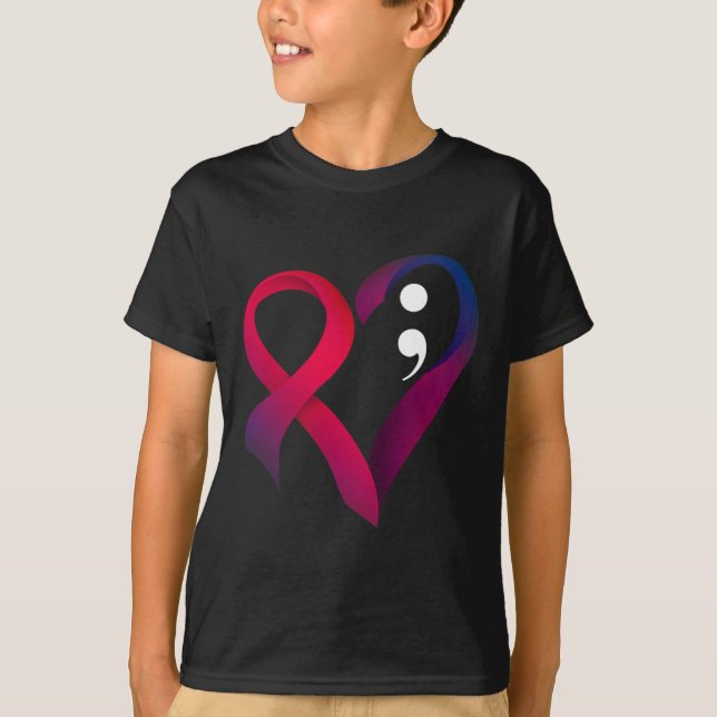Suizidprävention Herz Semicolon Psychische Gesundh T-Shirt (Vorderseite)