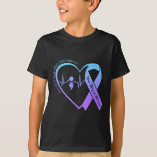 Suizidprävention Monat Aquamarin & Amp; Purp T-Shirt