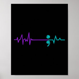 Suizidprävention Shirt Bewusstsein Semicolon Bleib Poster