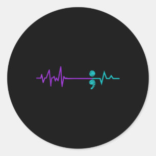 Suizidprävention Shirt Bewusstsein Semicolon Bleib Runder Aufkleber