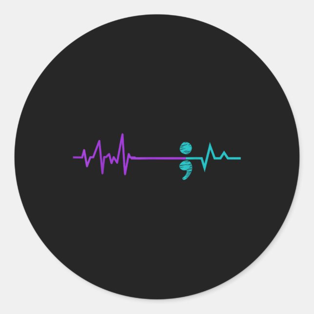 Suizidprävention Shirt Bewusstsein Semicolon Bleib Runder Aufkleber (Vorderseite)