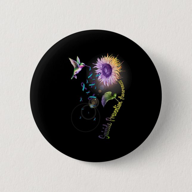 Suizidprävention Sonnenblumen Hummingbird Button (Vorderseite)