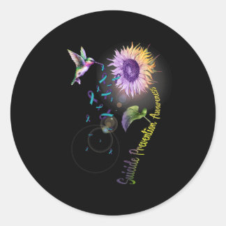 Suizidprävention Sonnenblumen Hummingbird Runder Aufkleber