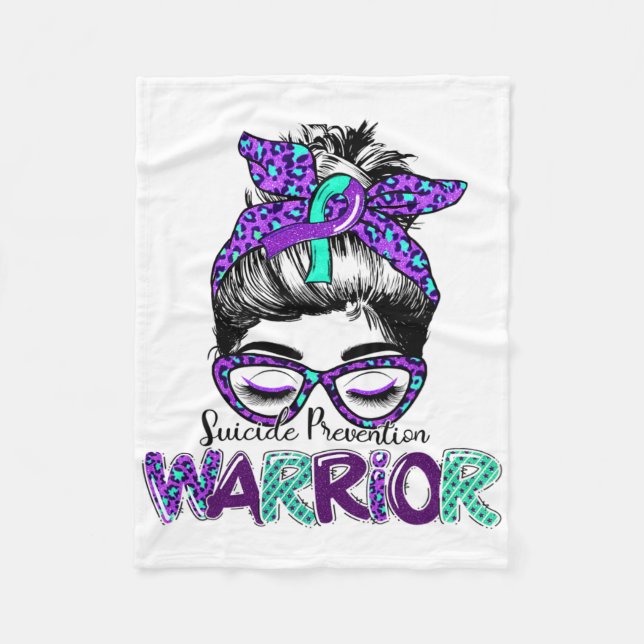 Suizidprävention Warrior Messy Bun Suicide Aware Fleecedecke (Vorderseite)
