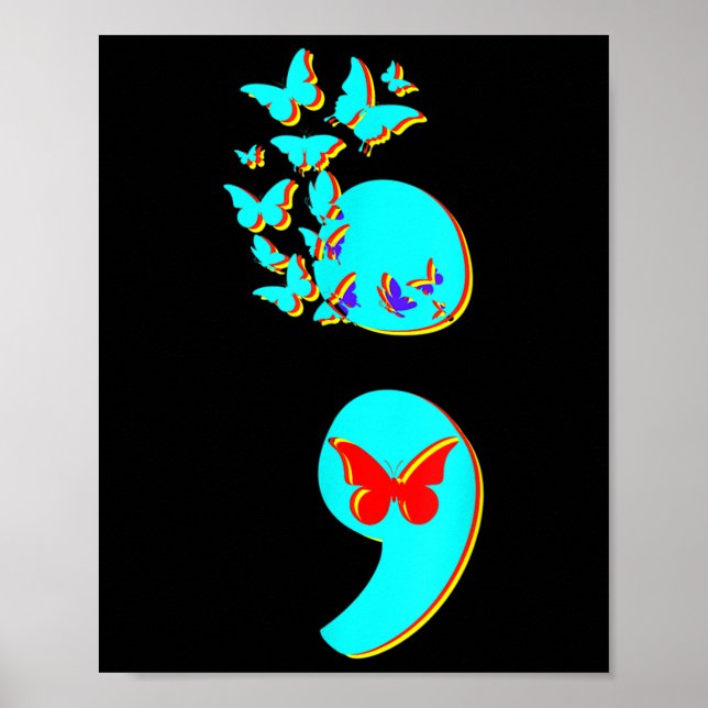 Suizidprävention - Zitat Semicolon, Semi Poster (Vorne)