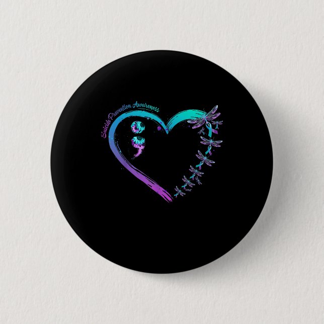 Suizidpräventions-Bewusstsein Libellen-Herz-Liebe  Button (Vorderseite)