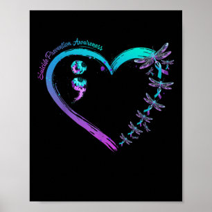 Suizidpräventions-Bewusstsein Libellen-Herz Liebe Poster
