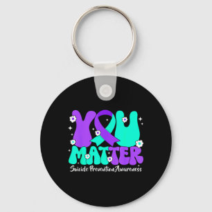 Suizidpräventions-Bewusstsein Teal Purple Ribbon Schlüsselanhänger
