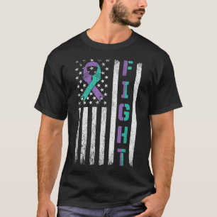 Suizidpräventions-Bewusstseins Türkis Lila USA-Fla T-Shirt