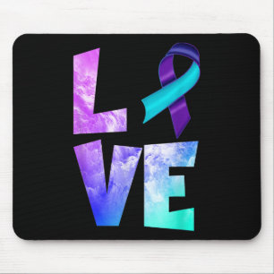 Suizidpräventionsbewusstsein Liebe Lila Türkis Ban Mousepad