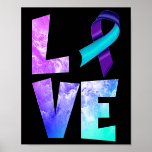 Suizidpräventionsbewusstsein Liebe Lila Türkis Ban Poster